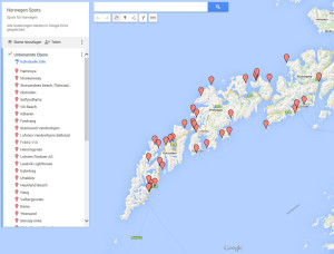 Karte Lofoten mit den Aufnahmeorten